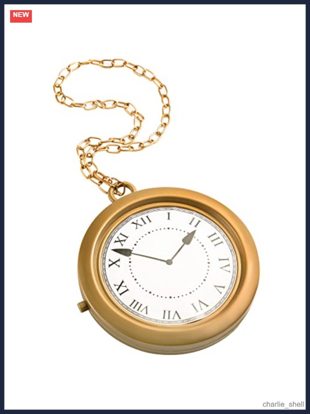 Gold Clock Necklace Halloween Costume Accessory White Rabbit Hip Hop